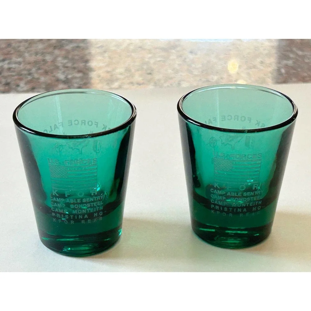 Set Of Two U.S.‎ Forces~Task Force Falcon Shot Glasses